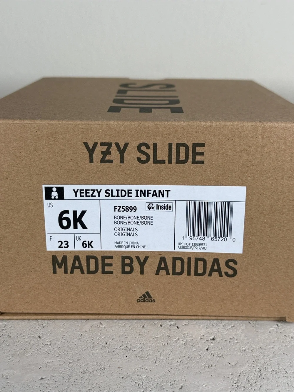 Yeezy Slides Kids size 6K Bone by Adidas